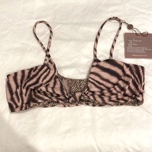 NWT Acacia women’s ‘Pawela’ zebra bikini top brown, out of stock, size L